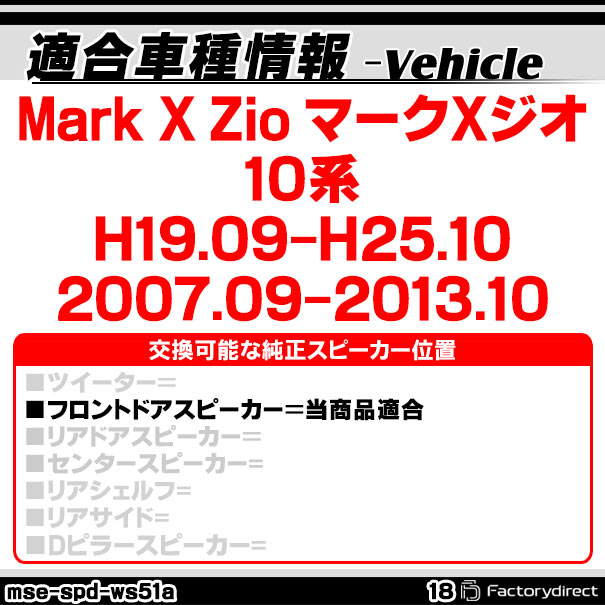 mse-spd-ws51a18 (フロントドア専用) Mark X Zio マークXジオ(10系 H19.09-H25.10 ...
