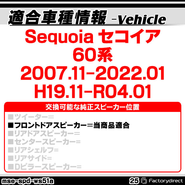 mse-spd-ws51a25 (フロントドア専用) Sequoia セコイア(60系 2007.11-2022.01 H19....