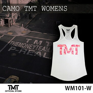 tmt-WM101-W ザ・マネーチーム タンクトップ TMT CAMO TMT WOMENS 白ベース×ピンク フロイド・メイウェザー ボクシング レディース プリント アメリカ 国旗 THE MONEY TEAM TMT WBC WBA(ノースリーブ タンク メイウェザー)