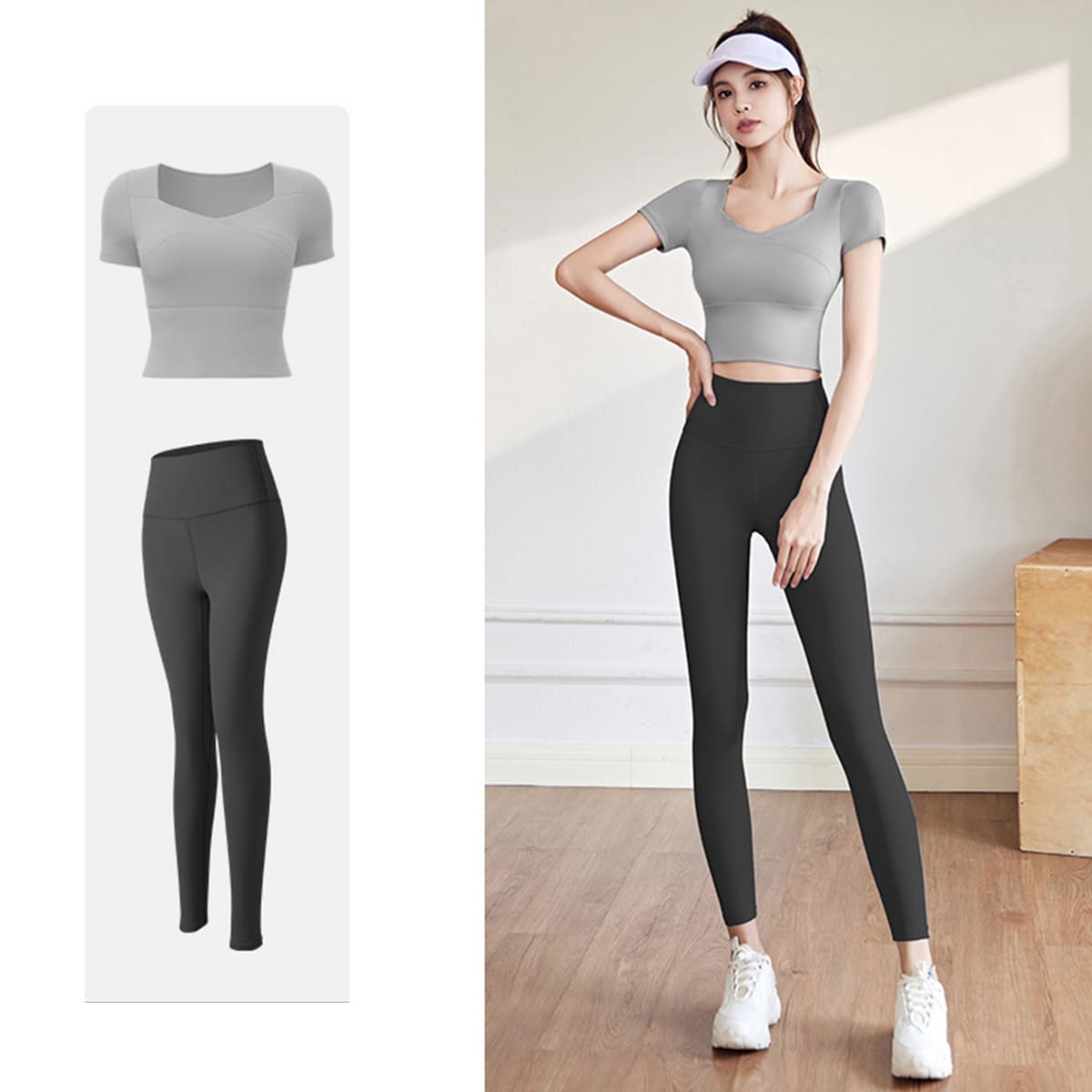 楽天市場】ヨガウェア セット（カラーグレー）（スポーツ・アウトドア