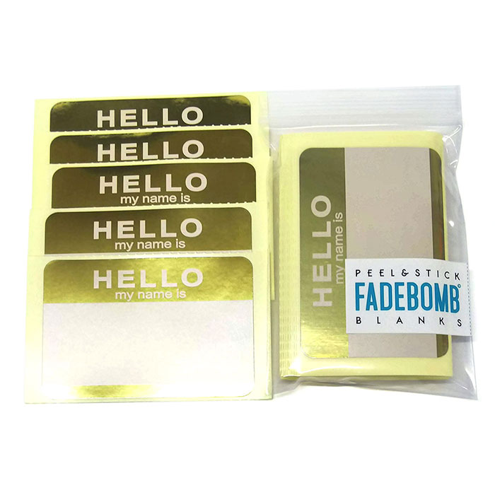 FADEBOMB-METALLIC-HELLO Name Badge Label ラベル シール 50枚セット/名札ラベル宛名シール