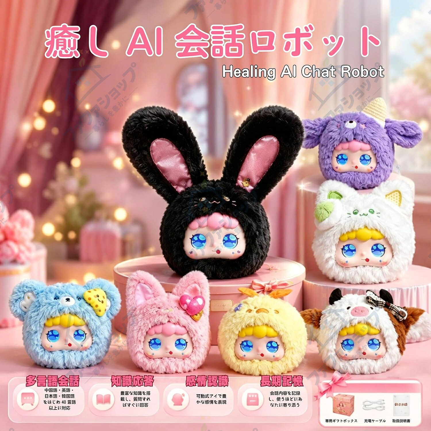 ファファショップの【2026新モデル】AIぬいぐるみ ChatGPT搭載 AIペット しゃべるぬいぐるみ 40言語対応 AI会話 電子ペット 知育玩具 英語学習 発音練習 コミュニケーション アプリ連携 子供 高齢者 見守り 癒し 誕生日 クリスマス プレゼント｜アングル2