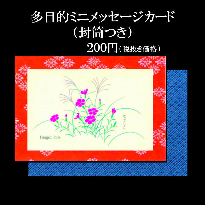 メッセージカード 結婚祝い メッセージカード ホワイトデー 母の日 父の日 花 ギフト 名刺サイズ ミニ 和風 秋【ミニカード AGM-1222 秋草(あきくさ)撫子(なでしこ)】七五三 敬老の日 新米 葡萄 梨 秋の実り 結婚祝い 多目的 和紙 封筒 ナデシコ ポストカード 和紙 イラスト 多目的 福井朝日堂 京都