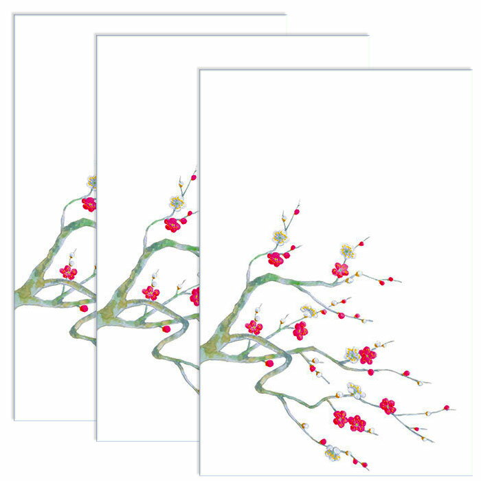 年賀 はがき 寒中見舞い ハガキ 和紙 年賀状 お礼 葉書 上品 和風【花きらら FPS-737 梅(うめ) 3枚入り..