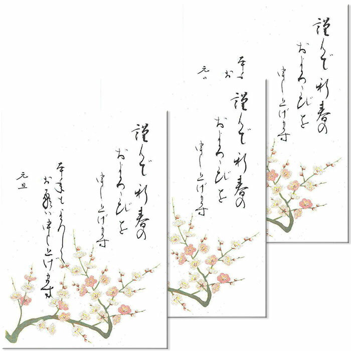 年賀 はがき 和紙 年賀状 葉書 和風 ハガキ 冬 イラスト ポストカード 無料 御礼状 挨拶状【花の寿ぎ F..