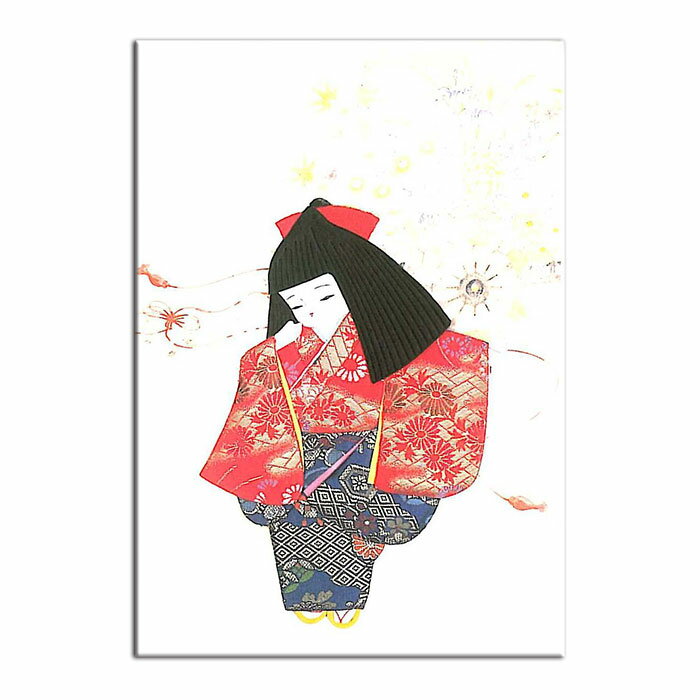 グリーティングカード 和風 クリスマスカード バースデーカード ウェディングカード 出産 お祝い【わらべカード FGW-04】海外 メール便 定形郵便サイズ わらべ 童 カード イラスト 孫 和紙 中紙 封筒 ポストカード 絵葉書 福井朝日堂 京都