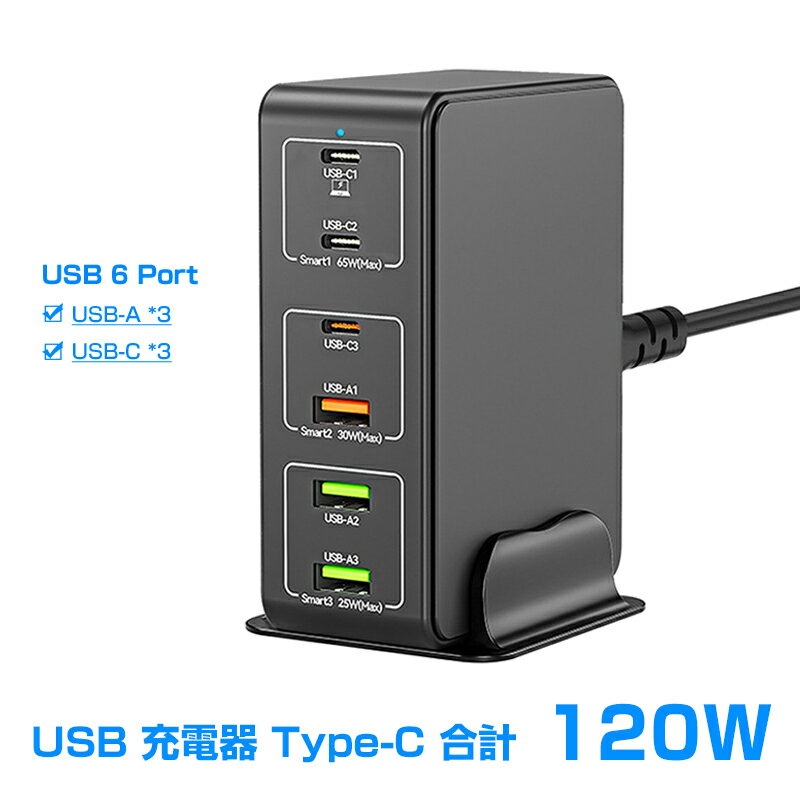 USB 充電器 type-c 合計120W PD 急速充電器