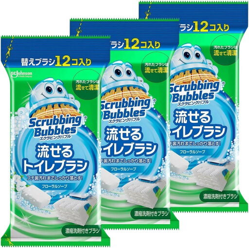 スクラビングバブル 流せるトイレブラシ フローラルソープの香り 替えブラシ ジャンボパック 12個×3 スクラビングバブル 流せるトイレブラシ フローラルソープの香り 替えブラシ ジャンボパック 12個×3