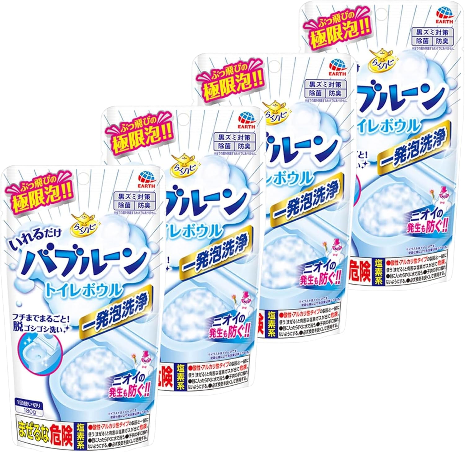 らくハピ いれるだけバブルーン トイレボウル トイレの洗浄剤 180g×4