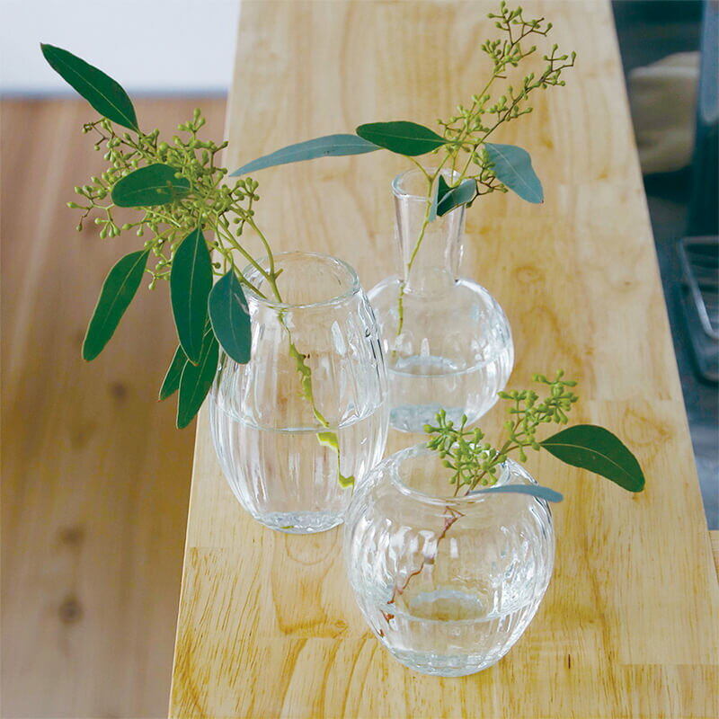 リューズガラス クーレライン フラワーベース ポム 花瓶 シンプル クリア 透明 小さめ 素朴 インテリア雑貨 お部屋 ナチュラルデザイン