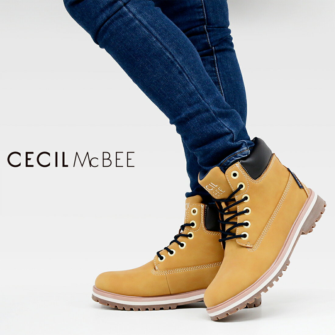 レディース ブーツ ショート ワークブーツ 防水 軽量 編上げ 紐靴 女性靴 3色 セシルマクビー CECIL MCBEE cml500 1