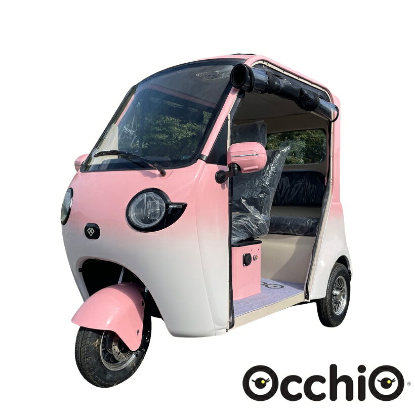 【即納】EVトゥクトゥク＜オッチ＞ EV TUK TUK 側車二輪 走行65km 最高速45km/h程度 公道走行可能 屋根付き 坂OK マイクロカー 超小型モビリティー 小型 ev 2 人 乗り 3人乗り 色：サクラ・ホワイト