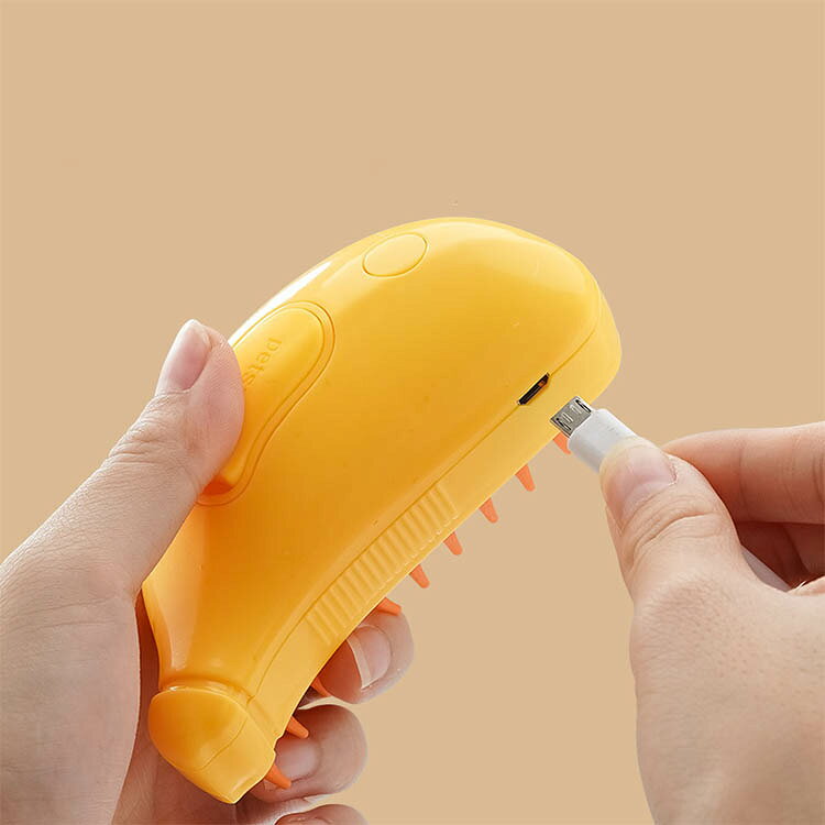猫蒸しブラシペット用ブラシ ワンプッシュ 猫 ブラシ 犬 抜け毛取り 噴霧式 USB充...