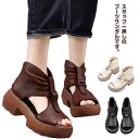 サンダル ブーツサンダル 春 厚底サンダル ペタンコ オープントゥ サマーブーツ ぺたんこ コンフォートサンダル ブーティ カジュアル 母の日 夏 靴 レディー...