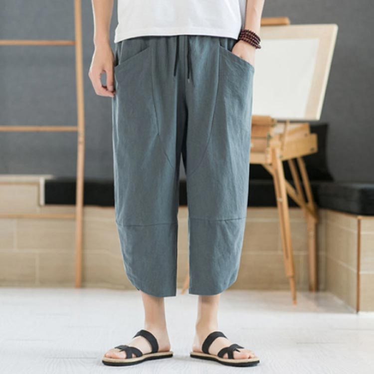 リネンパンツ メンズ 夏 麻パンツ ボトムス 綿麻 ワイドパンツ サルエルパンツ リ...