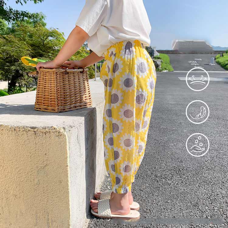 2枚セット！ステテコ ロングパンツ 夏 長ズボン ハート チェック ルームウェア 部屋着 薄い 花 男の子 女の子 虫よけパンツ 春 ドット柄 キッズ服 子供服 涼しい ボーイズ ガールズ オシャレ 80 90 100 110 120 130 140 ボトムス 送料無料