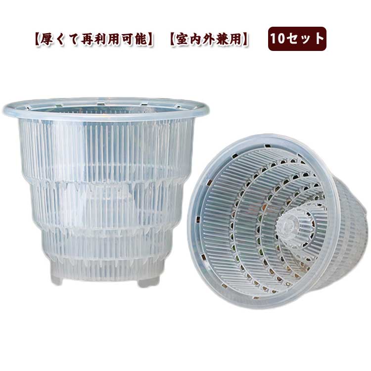 10セット！蘭の鉢 植木鉢 胡蝶蘭の植え替え 胡蝶蘭専用 直径10cm 直径12cm 直径15cm 鉢 多穴型 胡蝶蘭専用 根腐れ防止 通気性抜群 排水穴付き プラスチック おしゃれ 観葉植物の鉢 透明 クリア 根が見える鉢 多肉植物 洋蘭 受皿付きのサムネイル