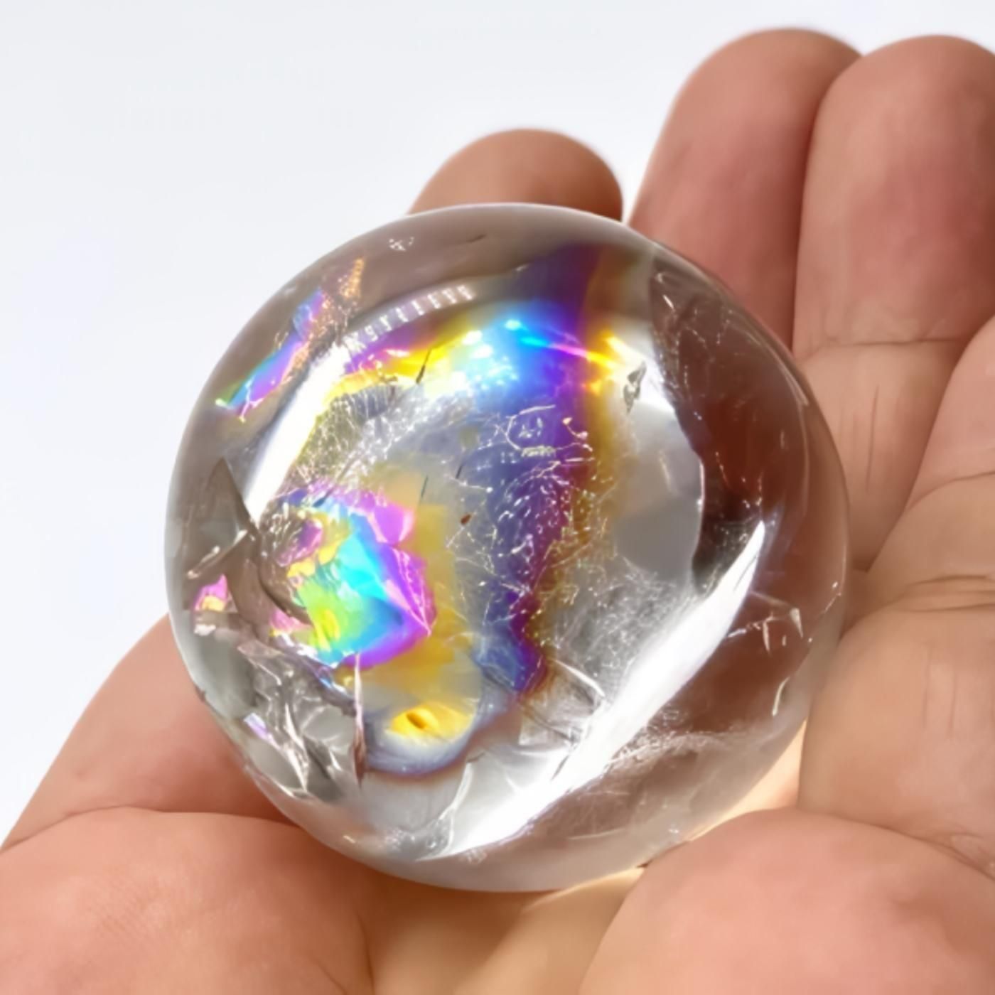 天然石 パワーストーン 水晶 アイリスクォーツ 丸玉 スフィア 虹 36mm 浄化 インテリア オブジェ 飾り 雑貨 1点物 ギフト プレゼント 男性 女性 ハ...