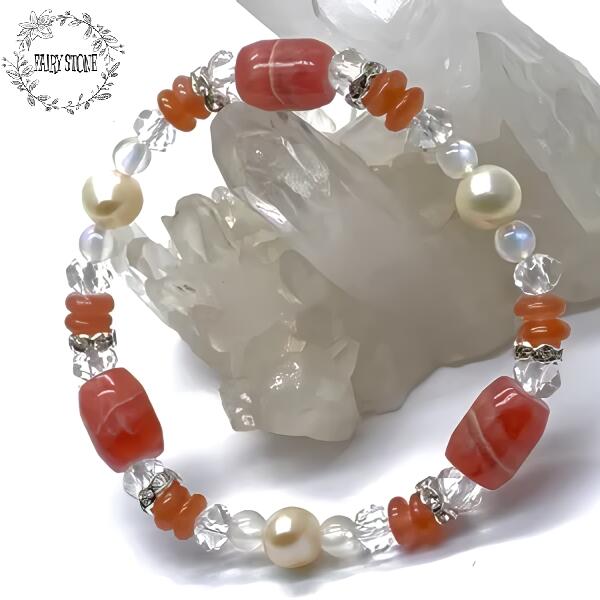 パワーストーン ブレスレット 天然石 インカローズ パール ブルームーンストーン ハンドメイド アクセサリー プレゼント 女性 男性 ギフト 運気 幸運 オリジナル メンズ レディース