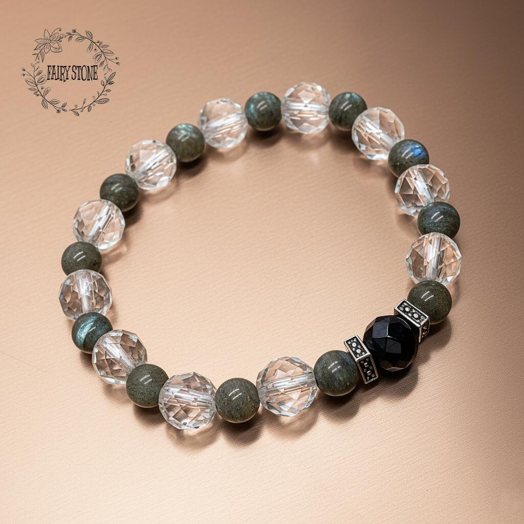 パワーストーン ブレスレット 天然石 ラブラドライト 64面カットフラッシュオニキス ハンドメイド アクセサリー プレゼント 女性 男性 ギフト 運気 幸運 オ...