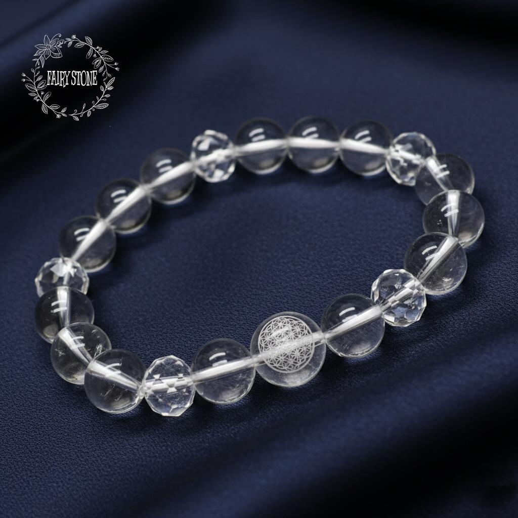 パワーストーン ブレスレット 天然石 フラワーオブライフ 水晶 彫刻 ハンドメイド アクセサリー プレゼント 女性 ギフト 運気 幸運 オリジナル メンズ レデ...