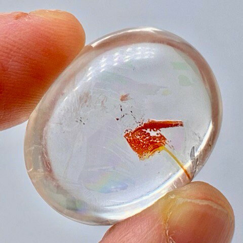 天然石 パワーストーン オーロラクォーツ 虹入り ルース 49.1ct 1点物 ハンドメイド 素材 1玉売り ばら売り 天然石 パワーストーン オーロラクォーツ 虹入り ルース 49.1ct 1点物 ハンドメイド 素材 1玉売り ばら売り