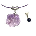 薔薇ラベンダーアメジスト 宝石質サファイア 付け替え ネックレス 天然石 パワーストーン プレゼント 女性 男性 アクセサリー 1点物