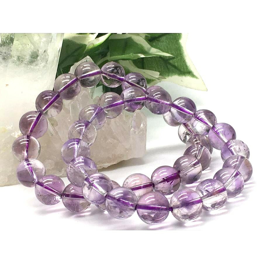 こちらはハンドメイド品ではなく、完成品を入荷しました。淡く明るいパープルカラー、透明度のあるアメジストをピンクアメジストと総称して呼びます。はかなげで、上品なカラーが人気です。写真の2本が現物です。（18玉、内寸16センチは完売）内寸約17...