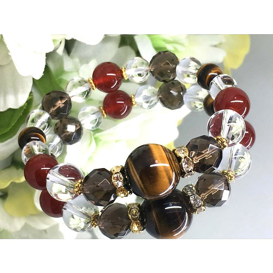 【時間限定 12%OFFクーポン】 【新規割CP】 パワーストーン ブレスレット 天然石 ブタイガーアイ スモーキークォーツ 赤瑪瑙 ハンドメイド アクセサリー プレゼント 女性 男性 ギフト 運気 幸運 オリジナル メンズ レディース