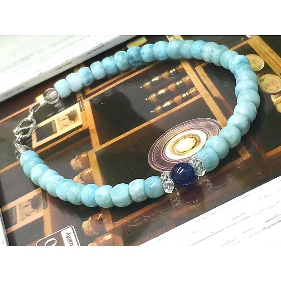 パワーストーン ブレスレット 天然石 ラリマー 宝石質サファイア シルバー925 フックパーツ式 ワイヤー アクセサリー プレゼント 女性 男性 ギフト 運気 ...