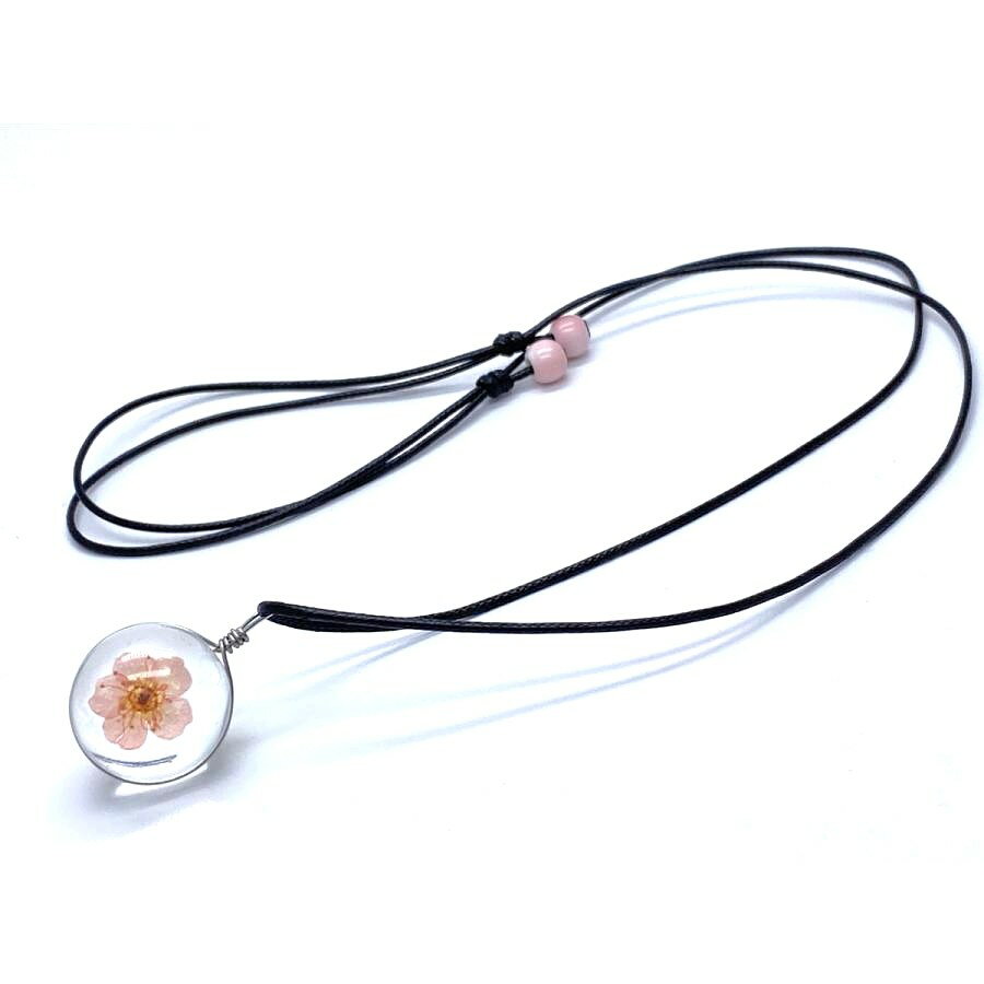 ネックレス 桜 レジン 丸玉 アクセサリー プレゼント 女性 男性 オリジナル メンズ レディース 1点物 ギフト 花