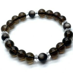 パワーストーン ブレスレット 天然石 ディープスモーキークォーツ シルバーオブシディアン メンズ ハンドメイド アクセサリー プレゼント セール品 ギフト 運気...