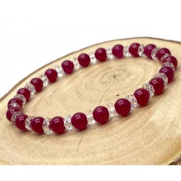 パワーストーン ブレスレット 天然石 合成ルビー 水晶 ボタンカット アクセサリー プレゼント 男性 女性 ハンドメイド ギフト 運気 幸運 オリジナル メンズ...