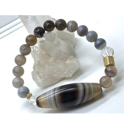 パワーストーン ブレスレット 天然石 天然線珠 52mm ボツワナアゲート アクセサリー プレゼント 女性 男性 ハンドメイド ギフト 運気 幸運 オリジナル ...