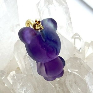 フローライト 熊 彫刻 ペンダントトップ No.14415 天然石 パワーストーン ハンドメイド アクセサリー プレゼント 女性