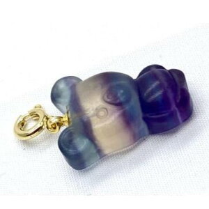 フローライト 熊 彫刻 ペンダントトップ No.14414 天然石 パワーストーン ハンドメイド アクセサリー プレゼント 女性