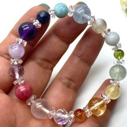 パワーストーン ブレスレット 天然石 カラフル ラリマー サンストーン ピンクアメジスト グラデーション アクセサリー プレゼント 女性 ハンドメイド 高品質 ギフト 運気 幸運 オリジナル メンズ レディース