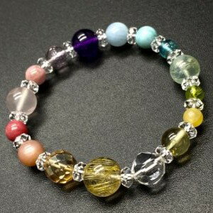 パワーストーン ブレスレット 天然石 ラリマー ルチルクォーツ ブルーアパタイト グラデーション カラフル アクセサリー プレゼント 女性 ハンドメイド 高品質...