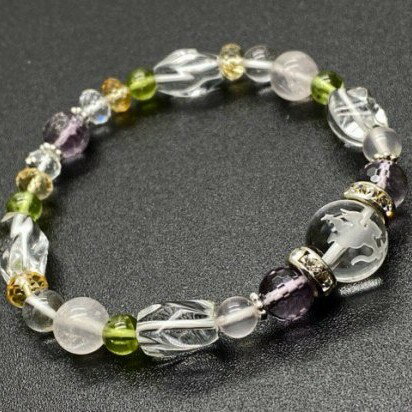 天然石天使彫水晶ラベンダーアメジス...