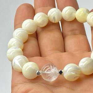 パワーストーン ブレスレット 天然石 セリサイトインクォーツ マザーオブパール ハリネズミ アクセサリー プレゼント 女性 男性 1点物 ギフト 運気 幸運 オリジナル メンズ レディース