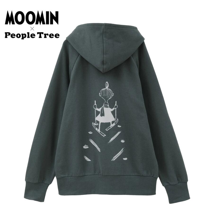 [新作] People Tree ムーミン オーガニックコットン ユニセックス裏毛フーディー・グレイ系・スキーす..