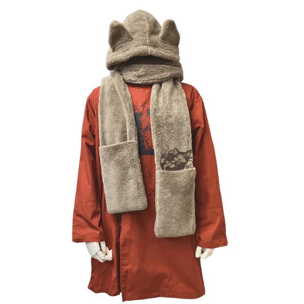 わちふぃーるど 猫耳フーディポケ付ボアマフ 猫は液体 [中国製]