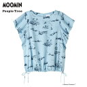 People Tree × Moomin オーガニックコットンドローストリングブラウス 『ムーミンパパ海へ行く』 ブルー系 (M／L)