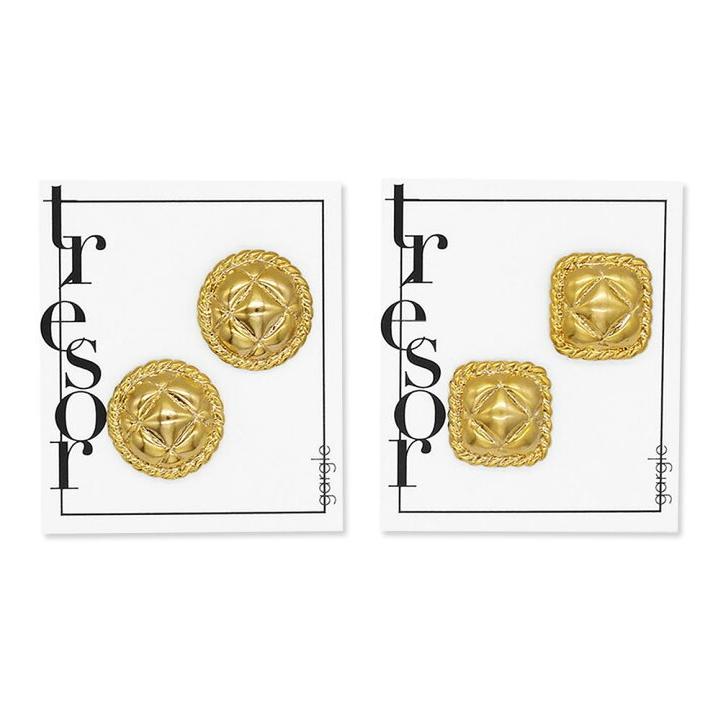 gargle (ガーグル) キルティングボタン ピアス (丸/四角) 【ポイント変率対象外】