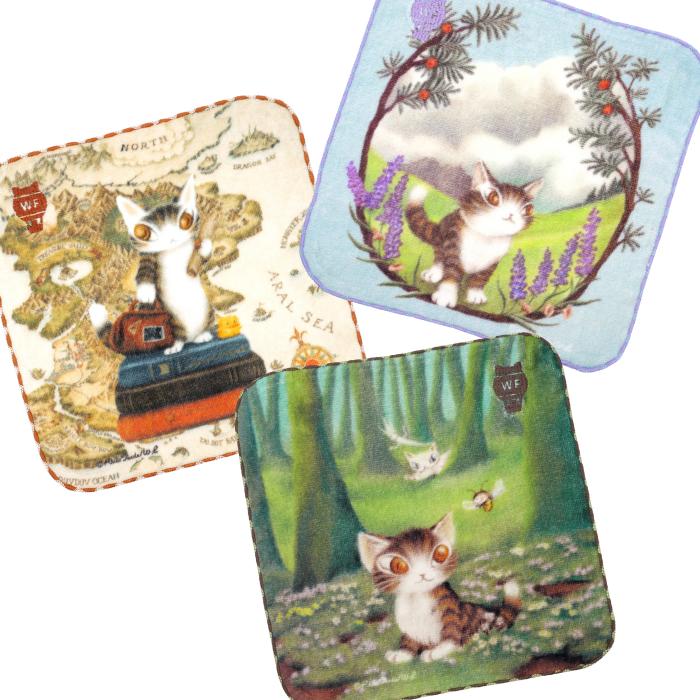 わちふぃーるど アート刺繍ミニタオル (旅するBABY／不思議な国の境目／森のささやき) [中国製]