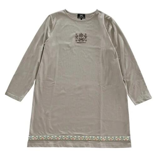 わちふぃーるど 花と猫チロリアンチュニック 灰茶 F(フリー)