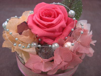 プリザーブドフラワー ピンクローズ HMガラスマグケース入り【地域限定送料無料】花 お祝い ギフト プレゼント お手入れ不要