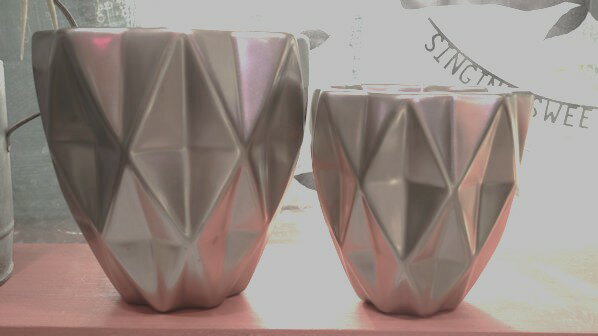 フラワーベース　花器　鉢　メタリックシルバーポット　【地域限定送料無料】