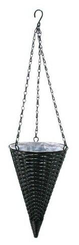 植え込み用バスケット　ハンギングコーン形クロLサイズ【地域限定送料無料商品】