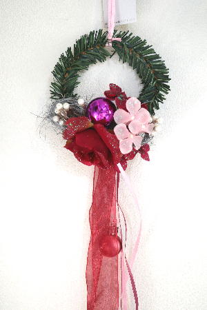 リース　リボンリース　赤バラ　壁面インテリア【地域限定送料無料】